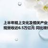 上半年规上文化及相关产业企业实现营收近6.5万亿元 同比增长7.5%