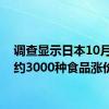 调查显示日本10月将有约3000种食品涨价