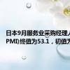 日本9月服务业采购经理人指数(PMI)终值为53.1，初值为53.9。