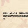 财联社10月3日电，瑞银全球研究预计到2025年底MSCI全球市场股指将来到900点。