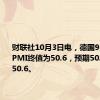 财联社10月3日电，德国9月服务业PMI终值为50.6，预期50.6，前值50.6。