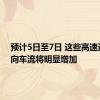 预计5日至7日 这些高速进京方向车流将明显增加