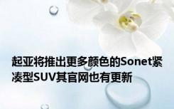 起亚将推出更多颜色的Sonet紧凑型SUV其官网也有更新