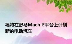 福特在野马Mach-E平台上计划新的电动汽车