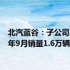 北汽蓝谷：子公司2024年9月销量1.6万辆