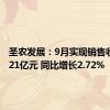 圣农发展：9月实现销售收入16.21亿元 同比增长2.72%