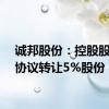 诚邦股份：控股股东拟协议转让5%股份