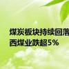 煤炭板块持续回落，陕西煤业跌超5%