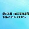 圣农发展：前三季度净利润同比下降43.21%-49.97%