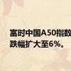 富时中国A50指数期货跌幅扩大至6%。