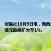 财联社10月9日电，新西兰元兑美元跌幅扩大至1%。