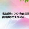 鸿路钢构：2024年前三季度销售合同额约219.26亿元