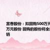 富春股份：拟回购500万元至1000万元股份 回购的股份将全部予以注销