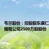 韦尔股份：控股股东虞仁荣无偿捐赠公司2500万股股份