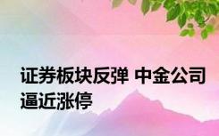 证券板块反弹 中金公司逼近涨停