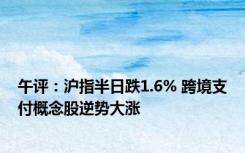 午评：沪指半日跌1.6% 跨境支付概念股逆势大涨