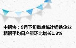 中钢协：9月下旬重点统计钢铁企业粗钢平均日产量环比增长1.3%