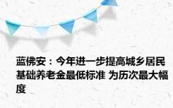 蓝佛安：今年进一步提高城乡居民基础养老金最低标准 为历次最大幅度