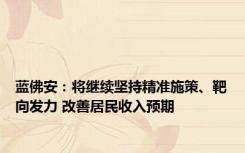 蓝佛安：将继续坚持精准施策、靶向发力 改善居民收入预期