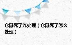 仓鼠死了咋处理（仓鼠死了怎么处理）