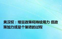 黄汉权：增量政策将持续用力 但政策加力或是个渐进的过程