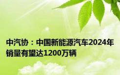 中汽协：中国新能源汽车2024年销量有望达1200万辆