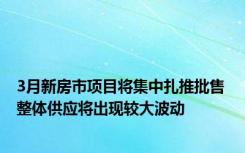 3月新房市项目将集中扎推批售 整体供应将出现较大波动