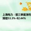 上海电力：前三季度净利润同比预增53.3%-82.44%