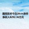 国民技术今日20cm涨停 二机构净买入8292.36万元