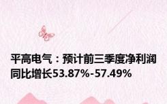 平高电气：预计前三季度净利润同比增长53.87%-57.49%