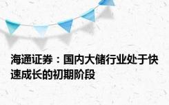 海通证券：国内大储行业处于快速成长的初期阶段