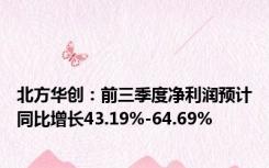 北方华创：前三季度净利润预计同比增长43.19%-64.69%