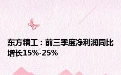 东方精工：前三季度净利润同比增长15%-25%