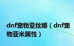 dnf宠物亚丝娜（dnf宠物亚米属性）