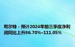 司尔特：预计2024年前三季度净利润同比上升86.70%–111.05%