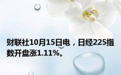 财联社10月15日电，日经225指数开盘涨1.11%。