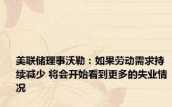 美联储理事沃勒：如果劳动需求持续减少 将会开始看到更多的失业情况