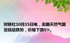 财联社10月15日电，美国天然气期货延续跌势，价格下跌5%。