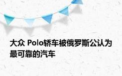 大众 Polo轿车被俄罗斯公认为最可靠的汽车