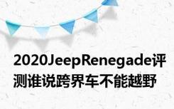 2020JeepRenegade评测谁说跨界车不能越野