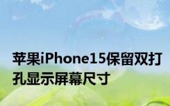 苹果iPhone15保留双打孔显示屏幕尺寸