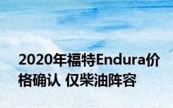 2020年福特Endura价格确认 仅柴油阵容