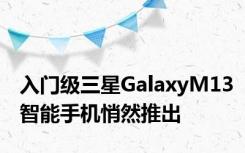 入门级三星GalaxyM13智能手机悄然推出