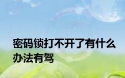 密码锁打不开了有什么办法有驾