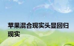 苹果混合现实头显回归现实