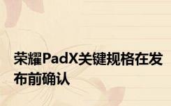 荣耀PadX关键规格在发布前确认