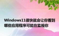 Windows11很快就会让你看到哪些应用程序可能在监视你