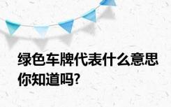 绿色车牌代表什么意思你知道吗?