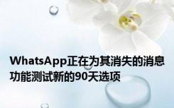 WhatsApp正在为其消失的消息功能测试新的90天选项