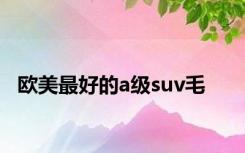 欧美最好的a级suv毛